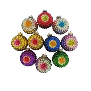 (10) Rare Christopher Radko Shiny Brite Jumbo Ripple Glass Christmas Ornament 3"